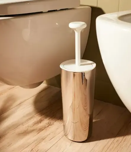 [PL08 W] Birillo - Escobilla de Baño en blanco y acero inox.